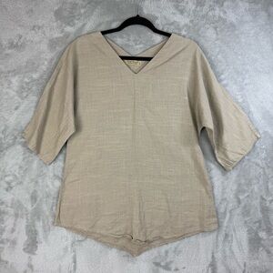 Ezze Wear 100% Cotton Brown Top Lagenlook Women's Tunic Blouse Canada Medium